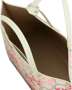 Women's Shopper Bag White-Fuchsia-Red Genuine Leather - Shopper-Bags White/fuchsia/red