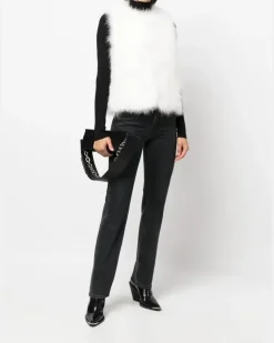 Women's Silk Feathered-Finish Waistcoat Aw26 W White