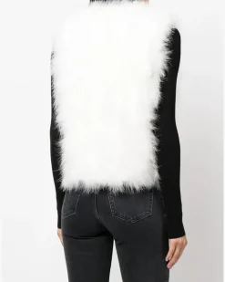 Women's Silk Feathered-Finish Waistcoat Aw26 W White