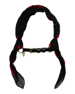 Women's Silk Skull Ring Wrap Scarf Black