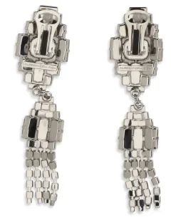 Women's Silver-Colored Crystal Drop Earrings Cry Metal Metallic Metallised