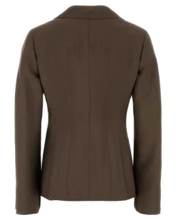 Women's Single Blazer Brown Wool Mohair Blazers