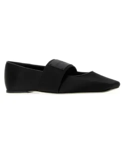 Women's Sliced Square Ballerina Black Viscose Silk