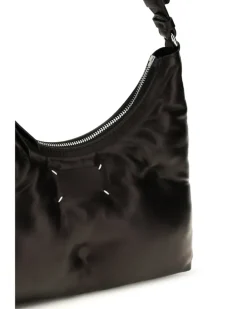 Women's Small Glam Slam Hobo Shoulder Bag Black Lamb Ovis Aries