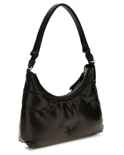 Women's Small Glam Slam Hobo Shoulder Bag Black Lamb Ovis Aries
