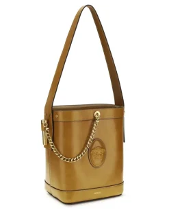 Women's Small Leather Pivot Bucket Bag Natural-Gold 82 Calf Bos Taurus Natural/gold '82