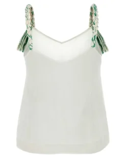 Women's Strap Tank Top White Viscose Sweater