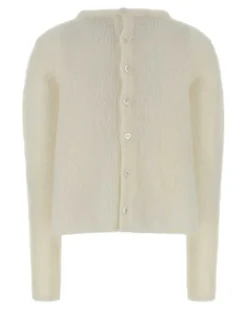 Women's Stretch Mohair Blend Cardigan White Nylon Wool