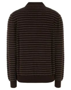 Women's Striped Cotton Polo Shirt Brown