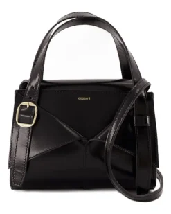 Women's Structured Calfskin Top Handle Bag Black