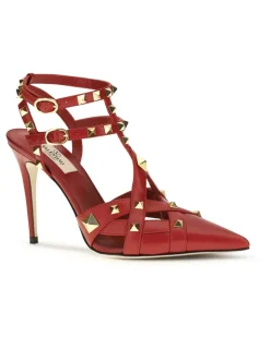 Women's Studdy Décolleté Kidskin Bright Red Goatskin-Hircus Goatskin Sandal Goatskin/hircus