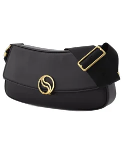 Women's S-Wave Small Hobo Black Leather Vegan Synthetic Shoulder-hobo-bags