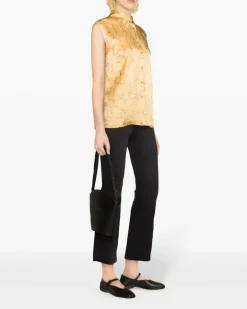Women's Top De Seda Con Estampado Floral Ss24 W Gold
