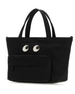 Women's Top Handle Bag Black Fabric Econyl