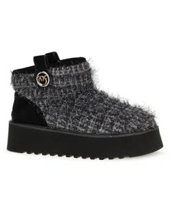 Women's Tweed And Lurex Ankle Boots Pewter Upper: Fabric; Sole: Rubber Gray