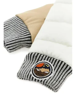 Women's Two-Tone Nylon And Leather Gloves White