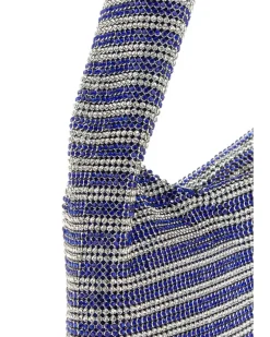 Women's Two-Tone Rhinestones Mini Handbag Cobaltstripe Borse A Mano Bag Blue