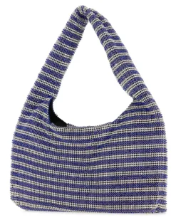 Women's Two-Tone Rhinestones Mini Handbag Cobaltstripe Borse A Mano Bag Blue