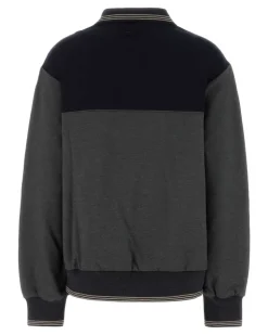 Women's Two-Tone Stretch Viscose Blend Sweatshirt Gray Sweater