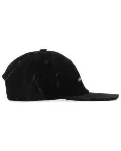 Women's Velvet Baseball Cap Black Cotton Elastane