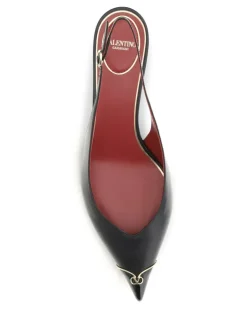 Women's Vlogo Signature Kitten-Heel Slingback Pumps Nero High Heel Shoes Black