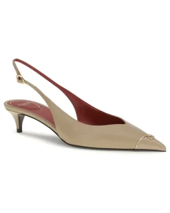 Women's Vlogo Signature Kitten-Heel Slingback Pumps Cammello High Heel Shoes Beige
