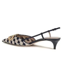 Women's Vlogo Signature Slingback Pumps Crochet Fabric 3nl Goatskin-Hircus Goatskin Goatskin/hircus High Heel Shoes Multicolor