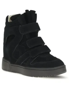 Women's Wedge Leather Sneakers Im3-Gz Black Midnight