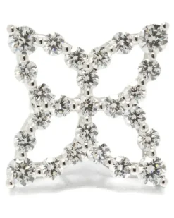Women's White Gold Diamond Flower Earrings Aw25 W