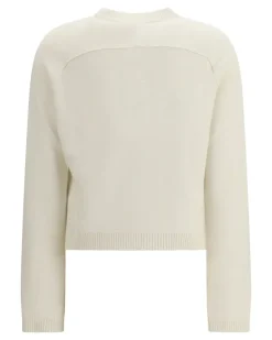 Women's Wool And Cashmere Cardigan White-Mix Wool; Kashmir-Capra Hircus White/mix Kashmir/capra Sweater