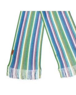 Women's Zig Zag Striped Scarf Multicolor Viscose