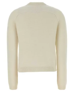 Women Wool Blend With Contrast Buttons Cardigan White Mix