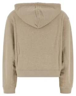 Women Zipped Sweatshirt Beige Organic Cotton Sweater