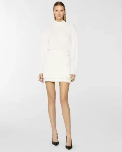 Wool mini skirt with sequins White