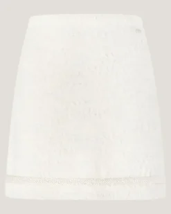 Wool mini skirt with sequins White