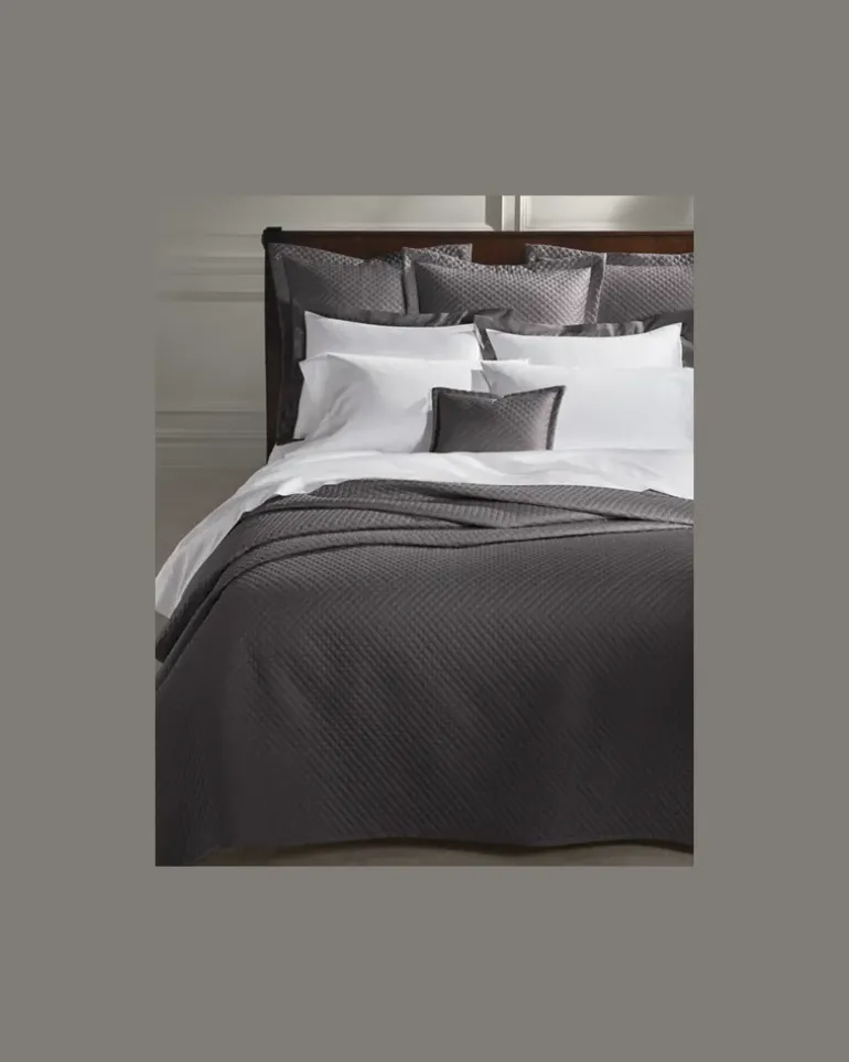 Wurfkissen aus Atlas mit Argyle-Muster Grey