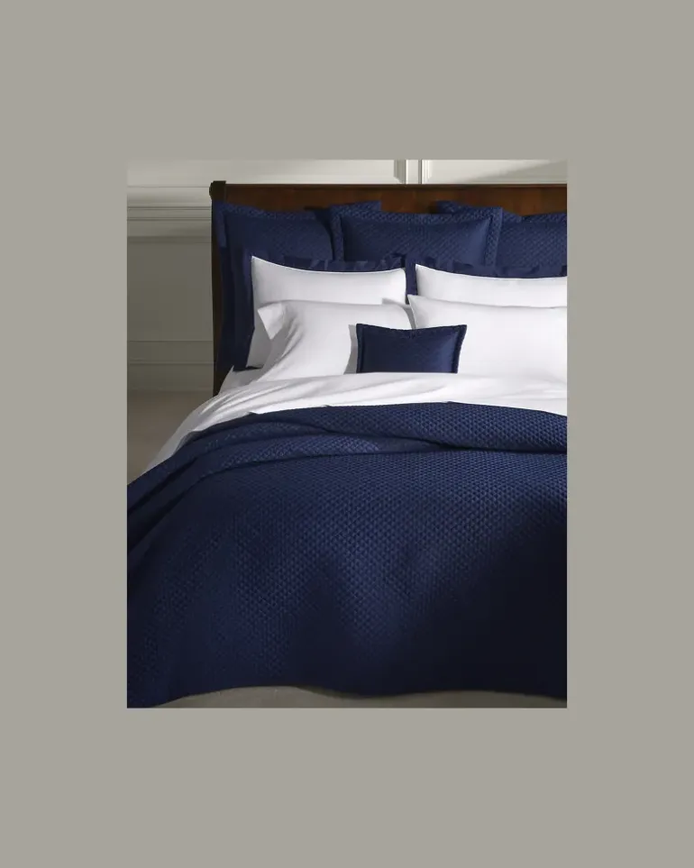 Wurfkissen aus Atlas mit Argyle-Muster Blue