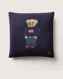 Wurfkissen aus Wolle mit Polo Bear Blue