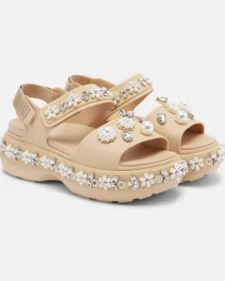 X Crocs Verzierte Plateausandalen Beige