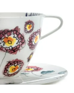 x Marni Midnight Flowers Cappuccino-Tasse und -Untersetzer (2er-Set) - Weiß