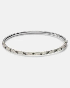 Yvonne Léon Armreif Jonc Zèbre aus 9kt Weißgold mit Diamanten Silber