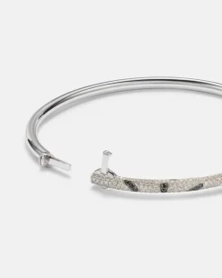 Yvonne Léon Armreif Jonc Zèbre aus 9kt Weißgold mit Diamanten Silber