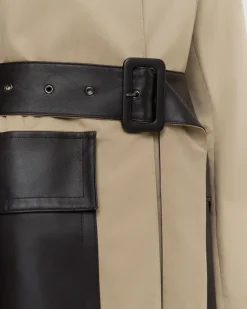 Zaman Cotton Leather Trench Coat - 44
