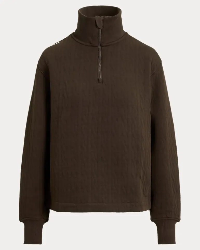 Zopfpullover mit Viertelreißverschluss Brown
