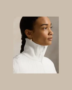 Zopfpullover mit Viertelreißverschluss White