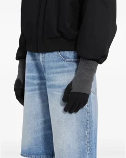 Zweifarbige Handschuhe - Schwarz