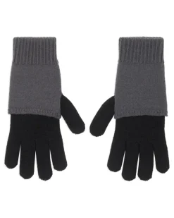 Zweifarbige Handschuhe - Schwarz