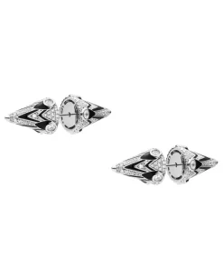 Zweifarbige Messing-Ohrstecker - Ohrringe - Unisex - Silber