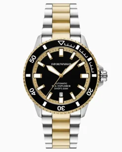 Zweifarbige Sea Explorer Automatikuhr aus Edelstahl Mehrfarbig