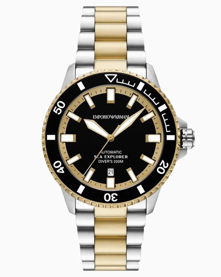 Zweifarbige Sea Explorer Automatikuhr aus Edelstahl Mehrfarbig